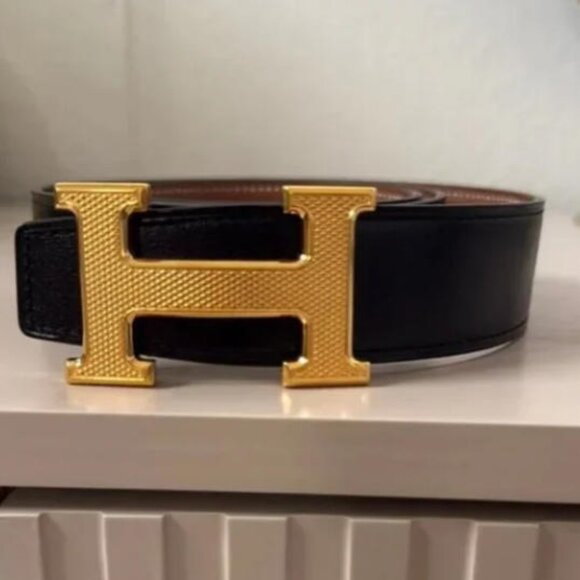 Hermes Other - Men’s Hermes Reversible Leather Belt with Gold Plated Logo Buckle